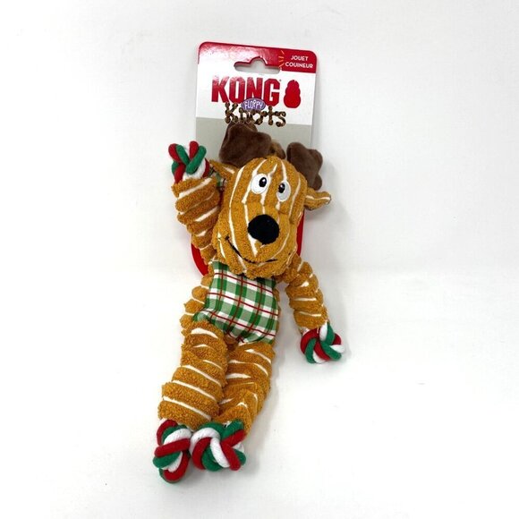 Kong Floppy Knots Holiday Reindeer Dog Toy Size Sm/Md Squeaker - Picture 1 of 6